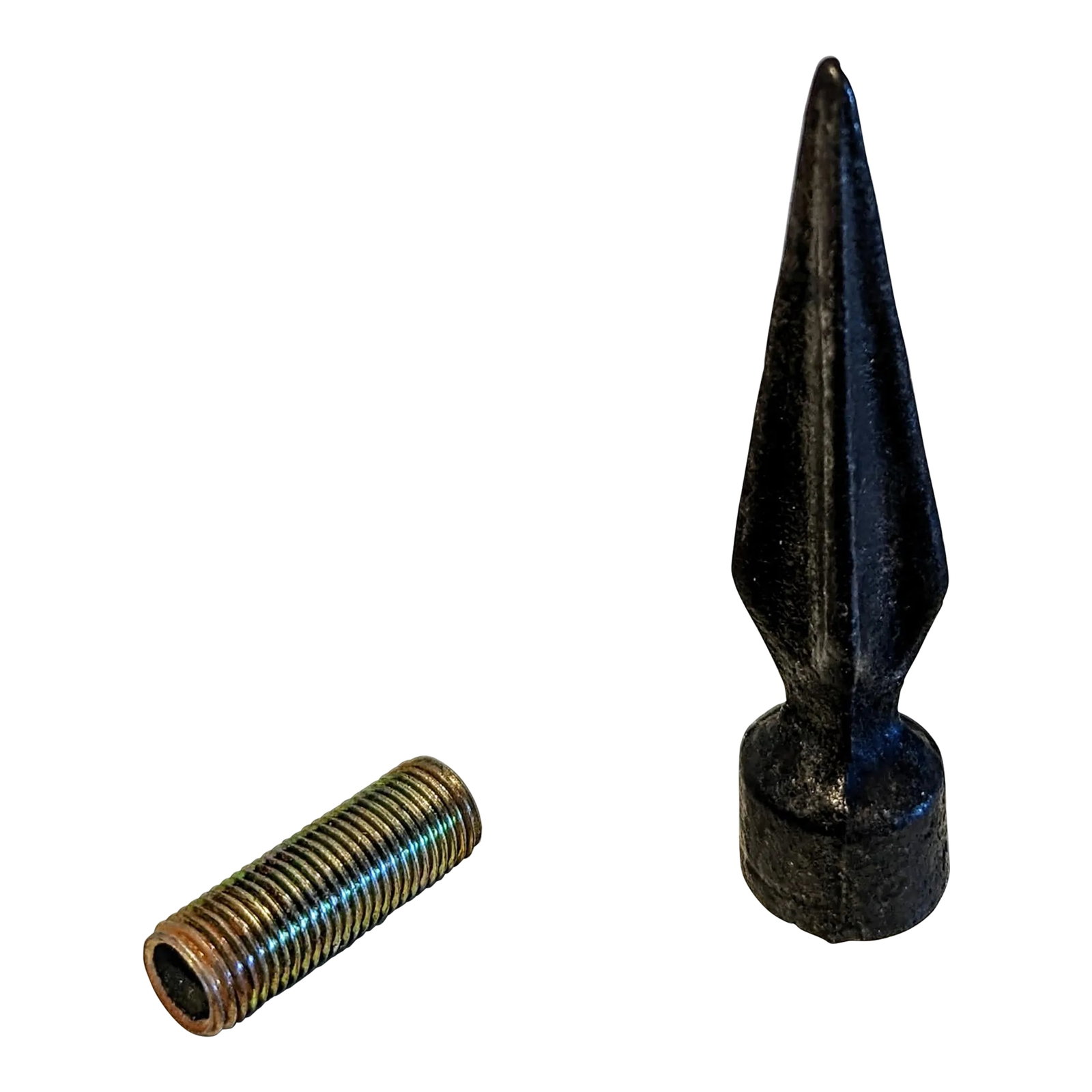 Large Gothic Wrought Iron End Cap/Finial Spear: CORRECTION TO SHIPPING TIME, THIS IS SELLER SHIPPING, ARRIVAL TIME IS 4-10 DAYS FROM PURCHASE DATE. The fitting will come with the finial to help adjust are assure correct size connector for lighting