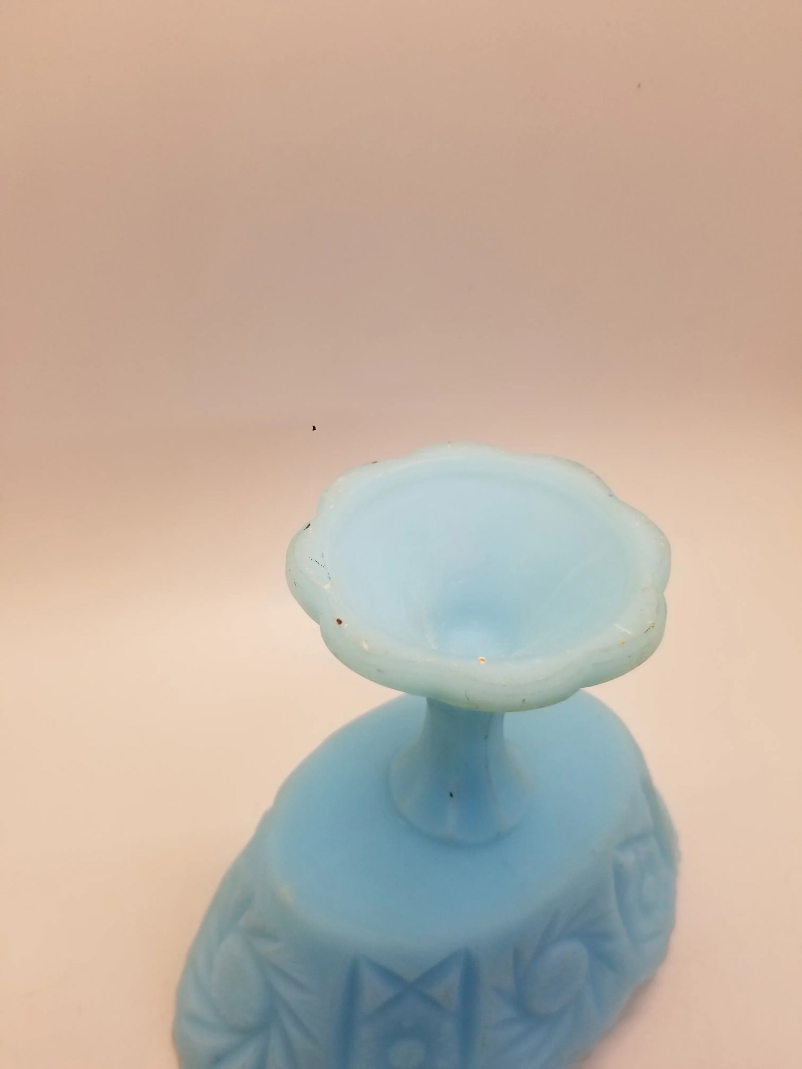 Fenton Baby Blue Satin Finish Pedestal Candy Dish - 4
