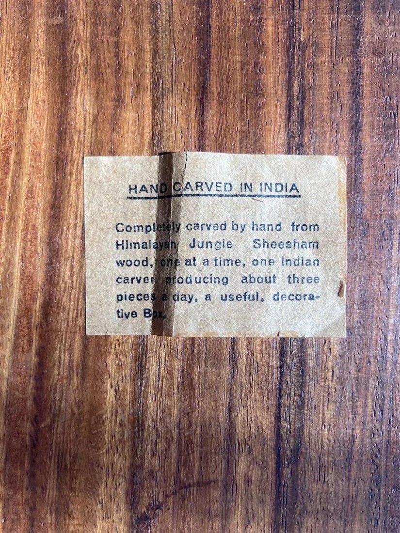 1970's Hand Carved Himalayan Sheesham Wood Jewelry Box - 11