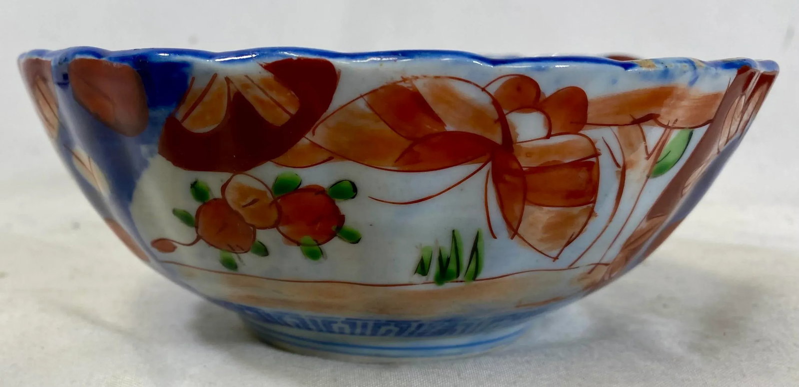 Antique Imari Bowl Hand Painted With Butterflies, Fruit and Floral Arrangements - Circa 1890 - 2