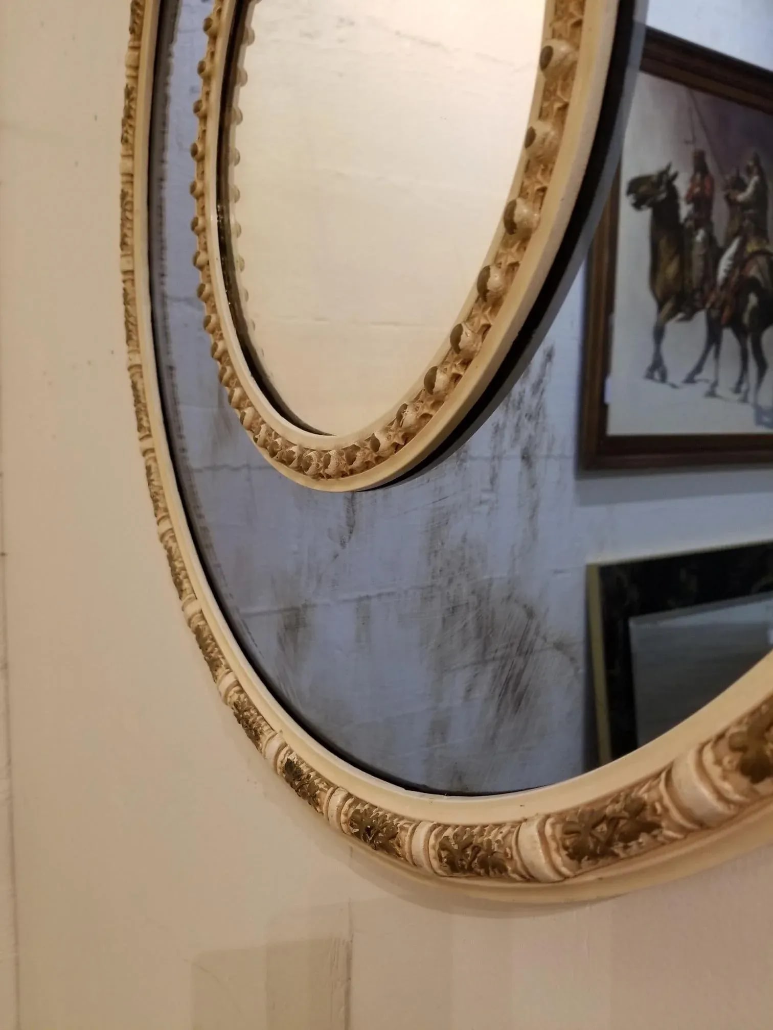 1930s Nurre Co Art Deco Cobalt Blue and Clear Glass Round Mirror - 10