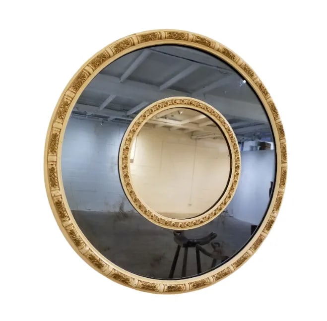 1930s Nurre Co Art Deco Cobalt Blue and Clear Glass Round Mirror - 13