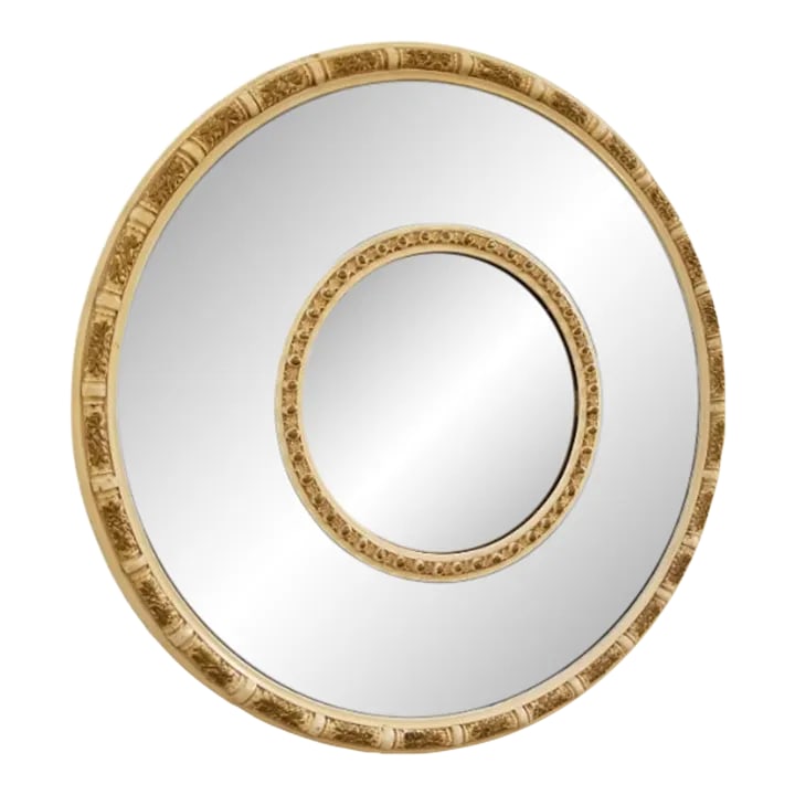 1930s Nurre Co Art Deco Cobalt Blue and Clear Glass Round Mirror: Beautiful two tone round art deco mirror rare cobalt blue has antiqued areas many on the bottom adds to the overall beauty please see all photo's. Excellent over a bar. Condition: Alterations: Origina