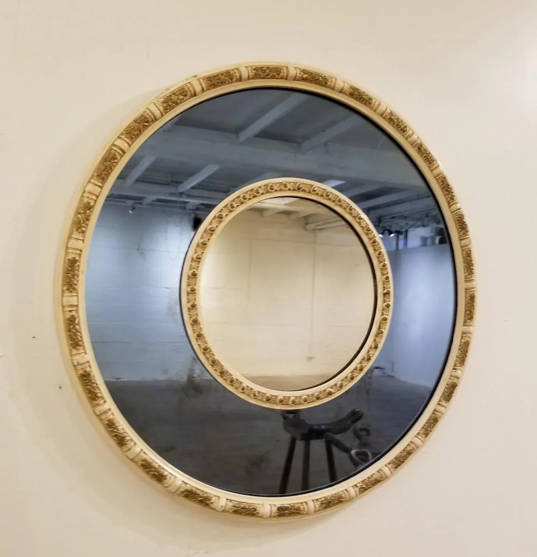 1930s Nurre Co Art Deco Cobalt Blue and Clear Glass Round Mirror - 2