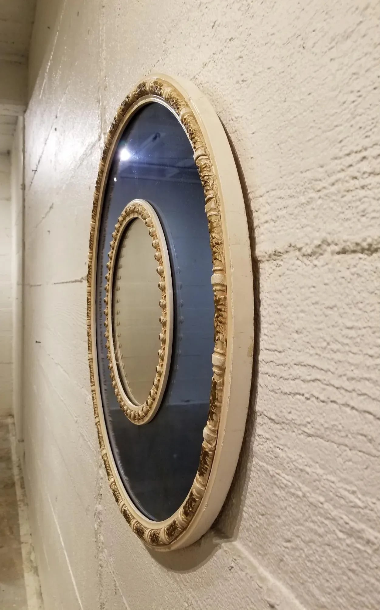 1930s Nurre Co Art Deco Cobalt Blue and Clear Glass Round Mirror - 6