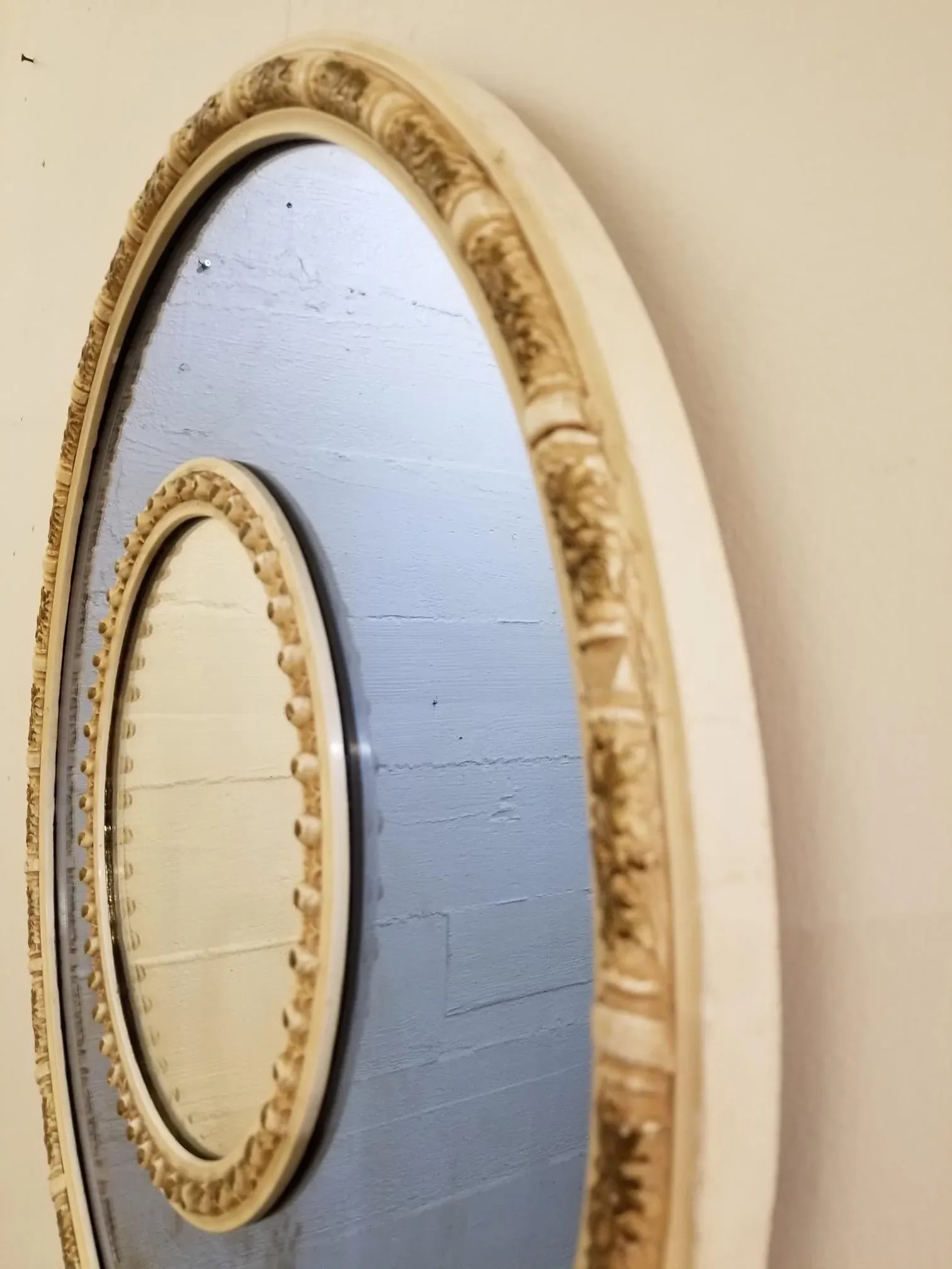 1930s Nurre Co Art Deco Cobalt Blue and Clear Glass Round Mirror - 9