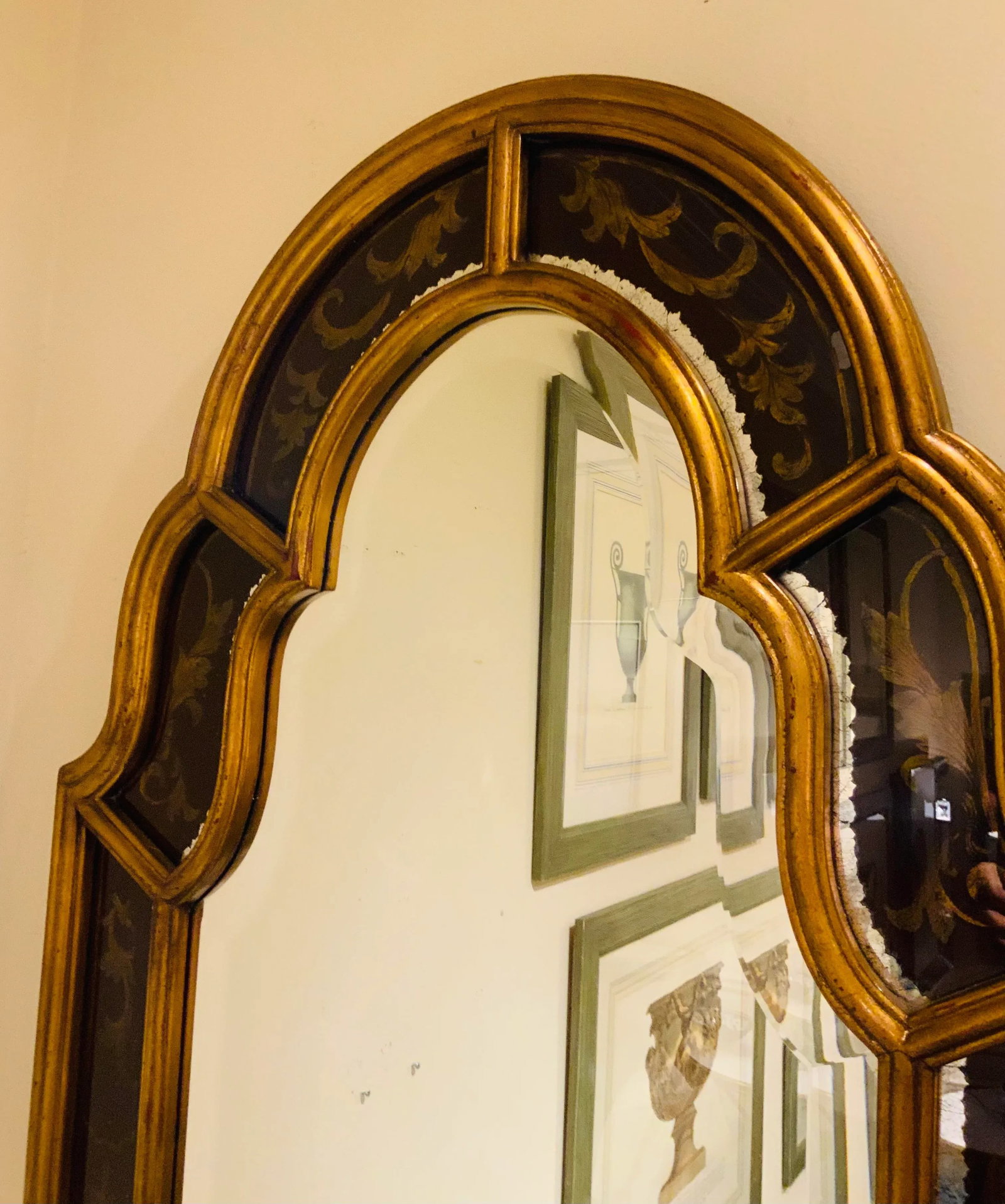 John Richard Transitional Hand Painted William and Mary Wall Mirror - 3