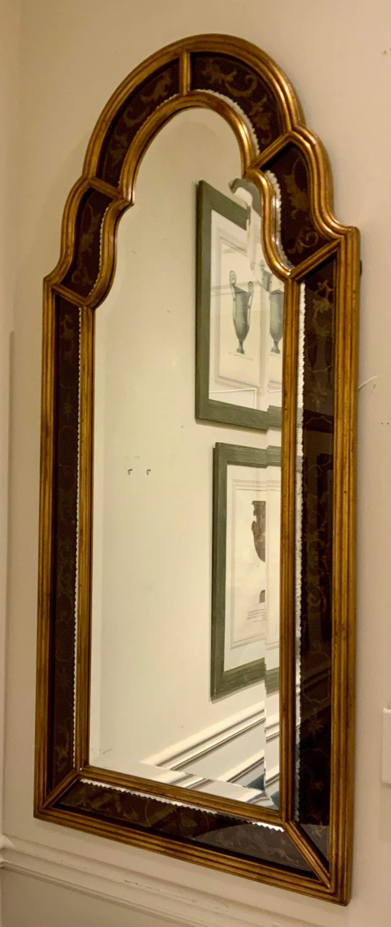 John Richard Transitional Hand Painted William and Mary Wall Mirror - 4