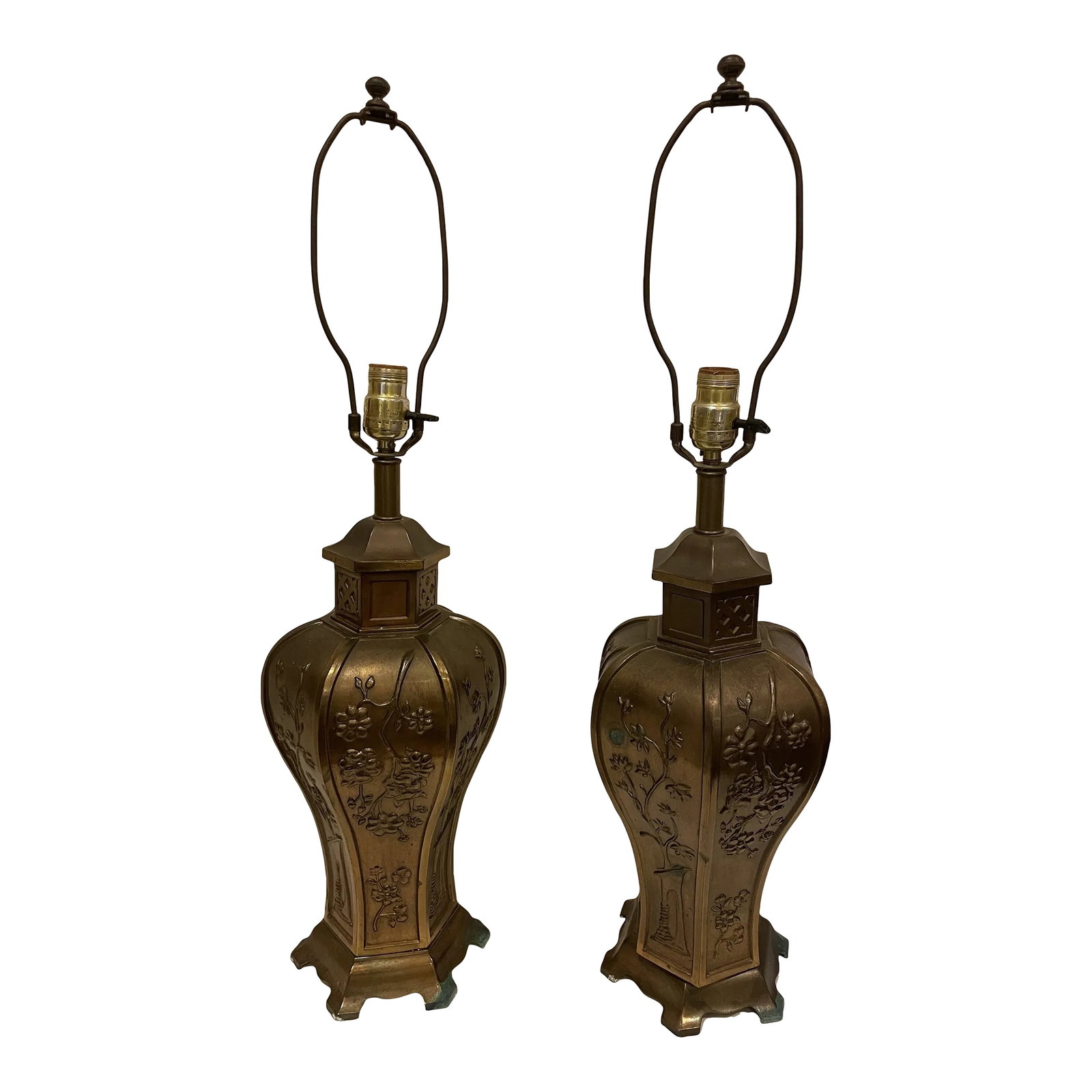 Mid 20th Century Vintage Heavy Brass Hollywood Regency Lamps - a Pair (1 of 11)