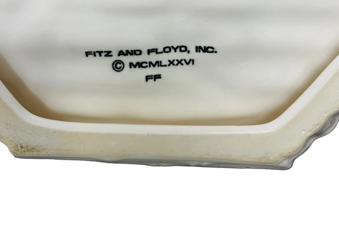 Vintage Fitz & Floyd Ceramic Bamboo White Hexagonal Trinket Dish - 6