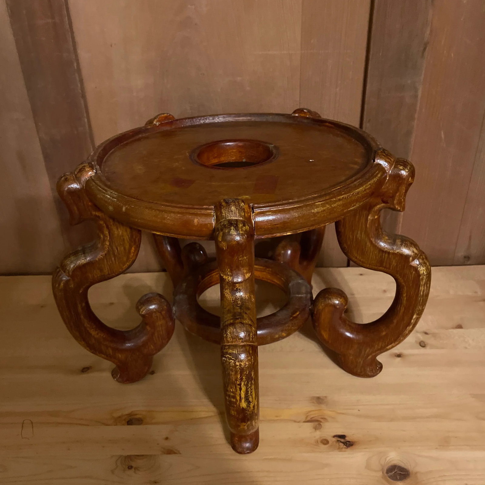 Oriental Wood Vase or Jar Stand - 2