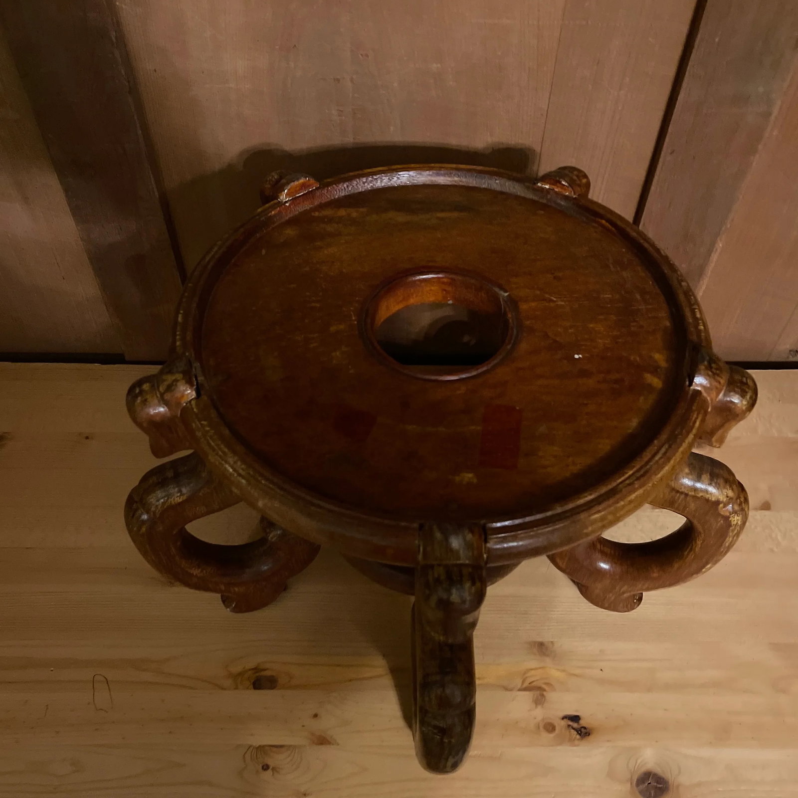 Oriental Wood Vase or Jar Stand - 3