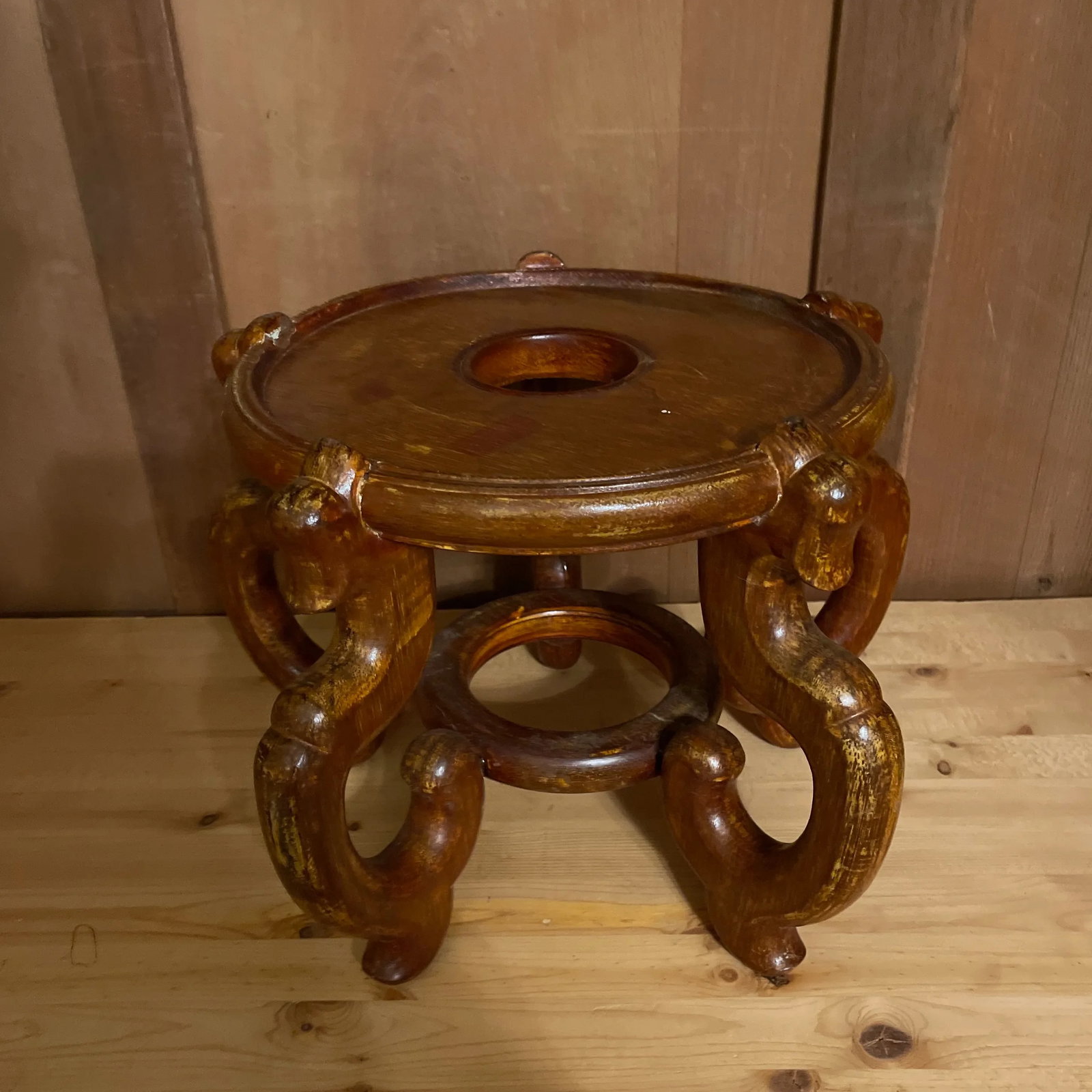 Oriental Wood Vase or Jar Stand - 5