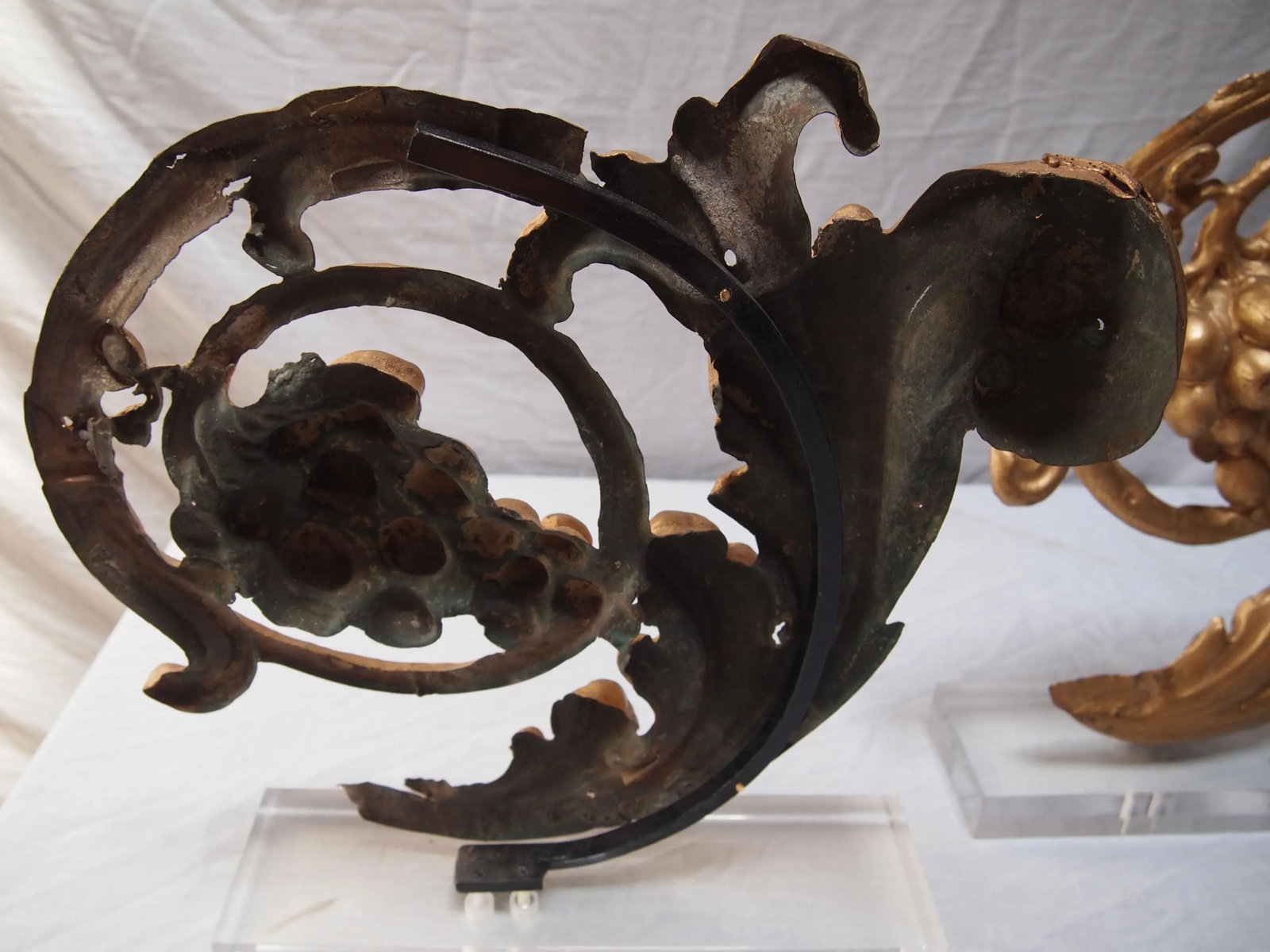 19th C. Gilt Metal Architectural Fragments - A Pair - 6