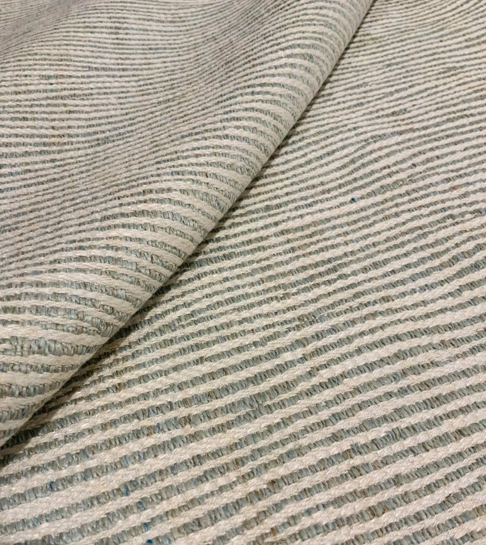Organic Modern Celadon and White Striped Designer Fabric - 15.5 Yards - 3