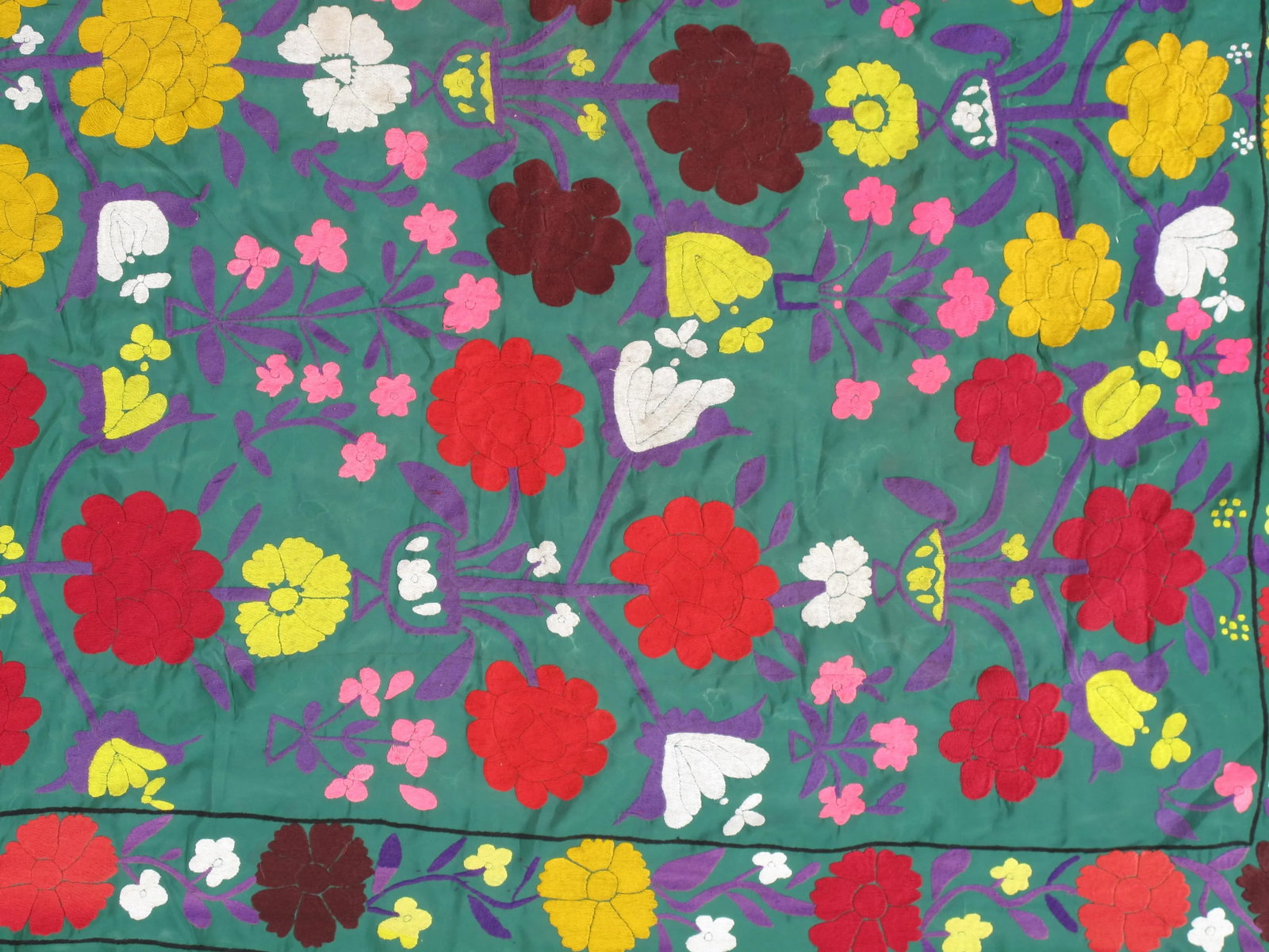 Late 20th Century Late 20th Century Suzani Style Textile, Red, Yellow, Floral - 2