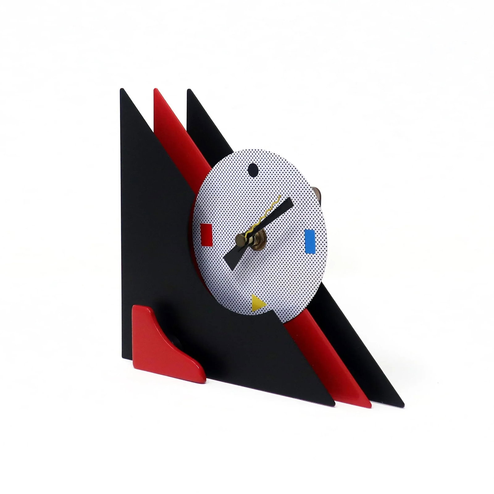 1980s Red & Black Stacked Desk or Mantel Clock - 2