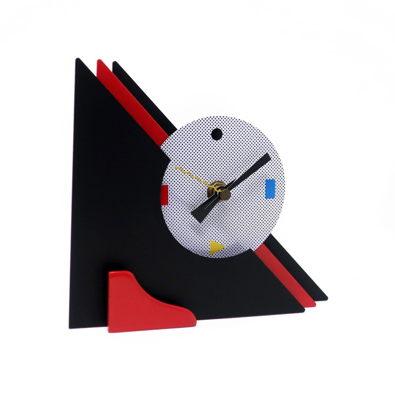 1980s Red & Black Stacked Desk or Mantel Clock - 3