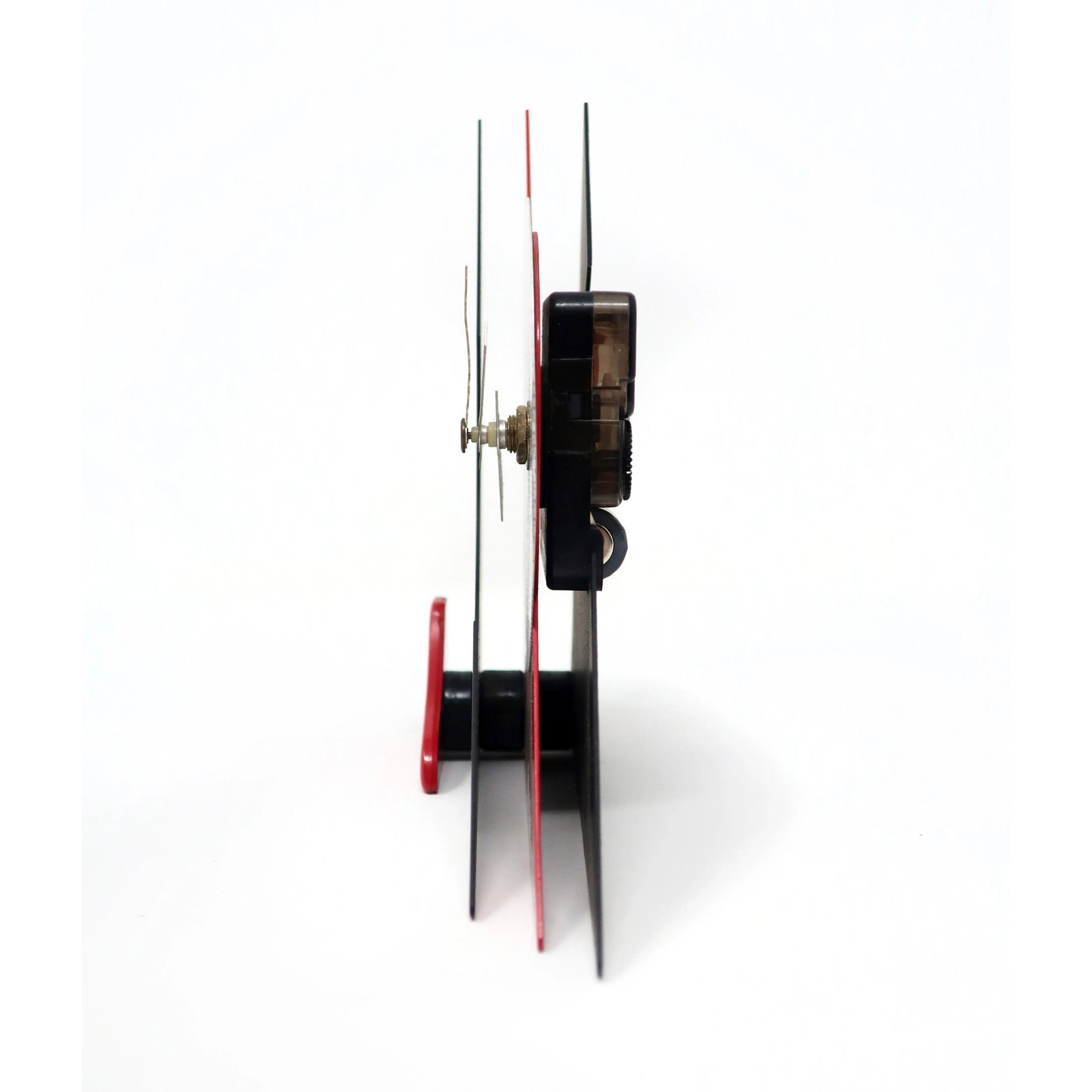 1980s Red & Black Stacked Desk or Mantel Clock - 6