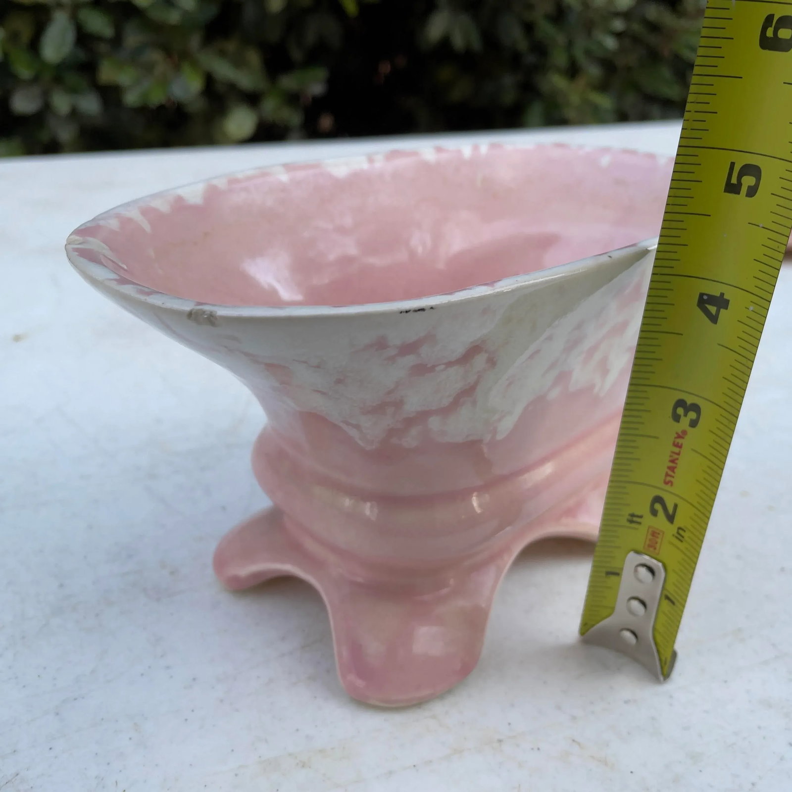 McCoy Brush Pink and White Footed Planter - 11