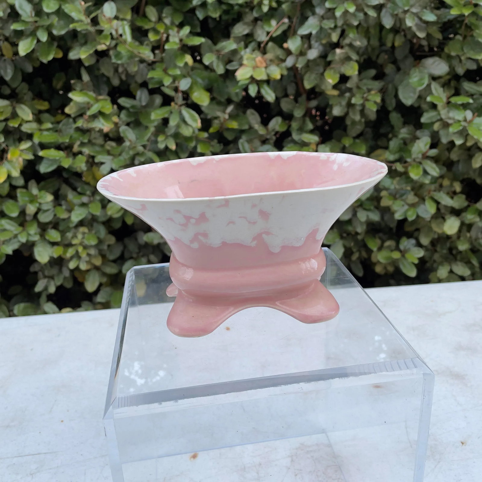 McCoy Brush Pink and White Footed Planter - 12