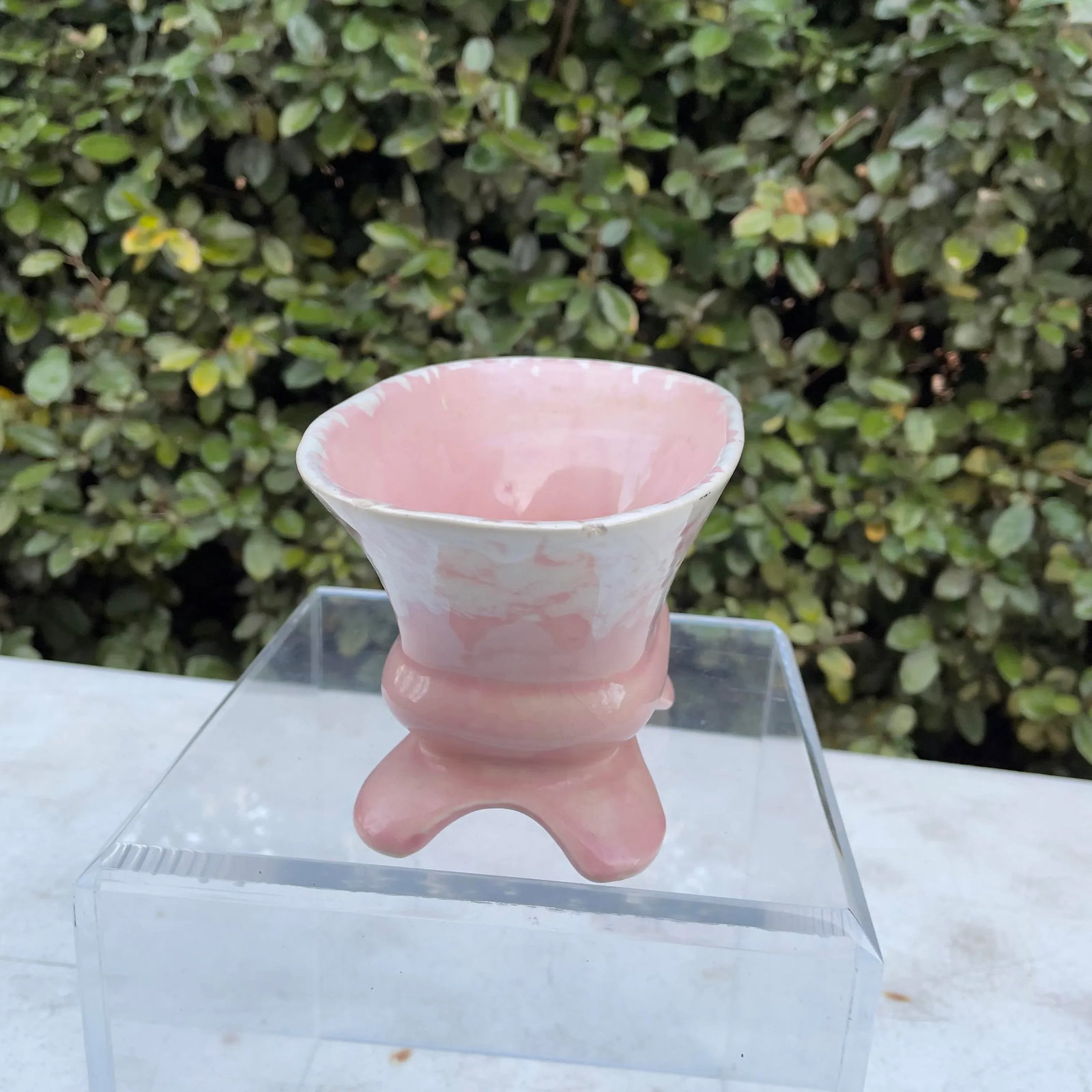 McCoy Brush Pink and White Footed Planter - 2