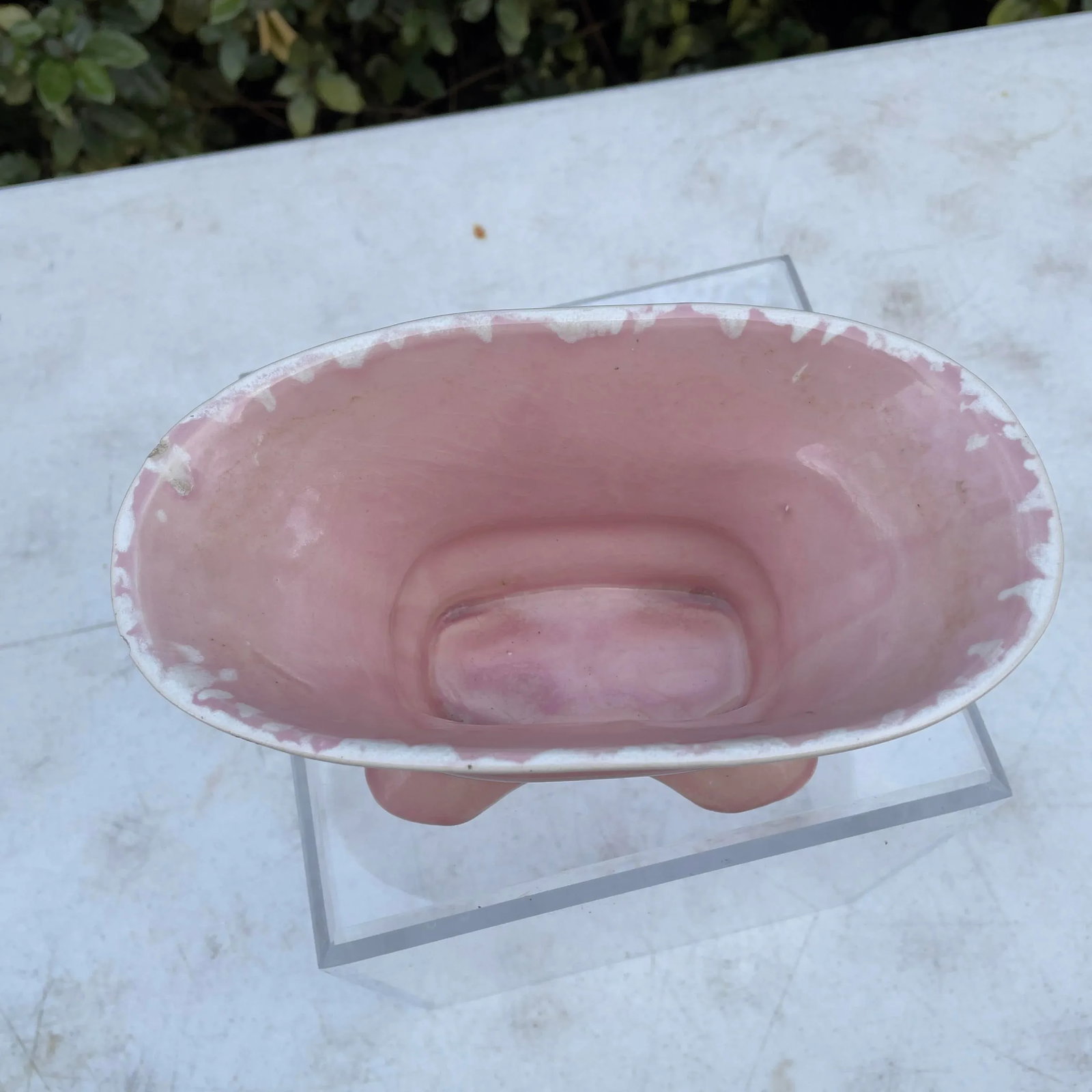 McCoy Brush Pink and White Footed Planter - 4