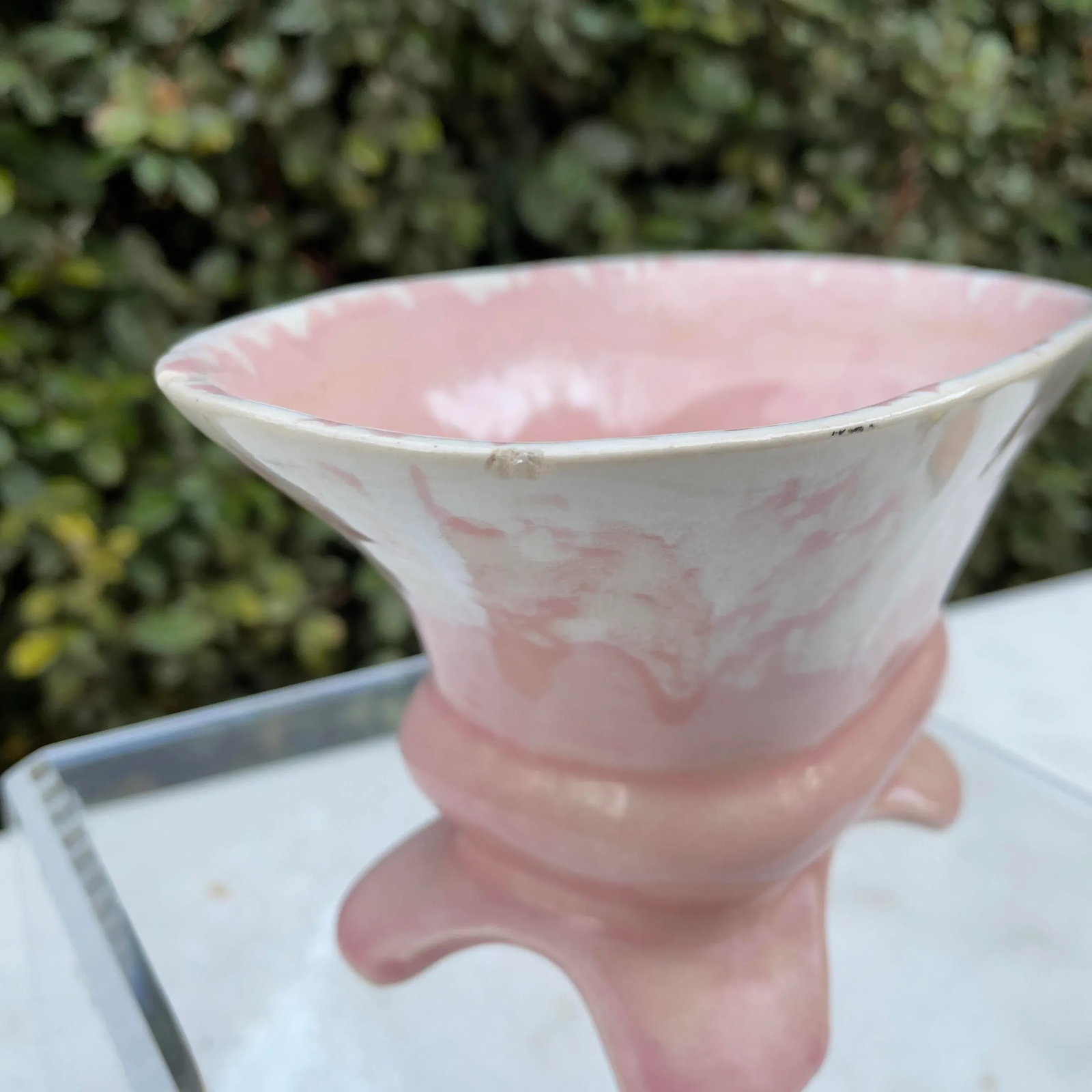 McCoy Brush Pink and White Footed Planter - 5