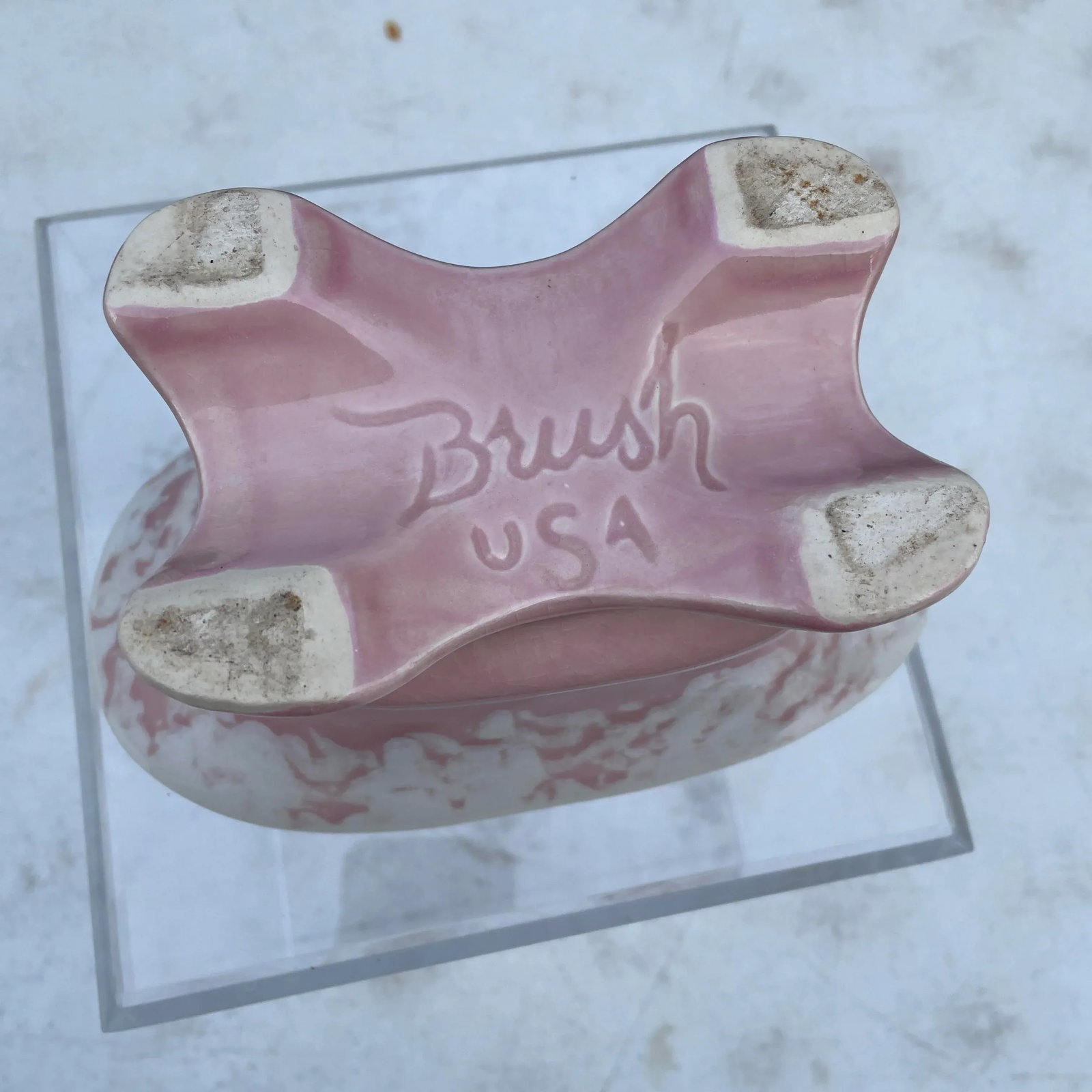 McCoy Brush Pink and White Footed Planter - 7