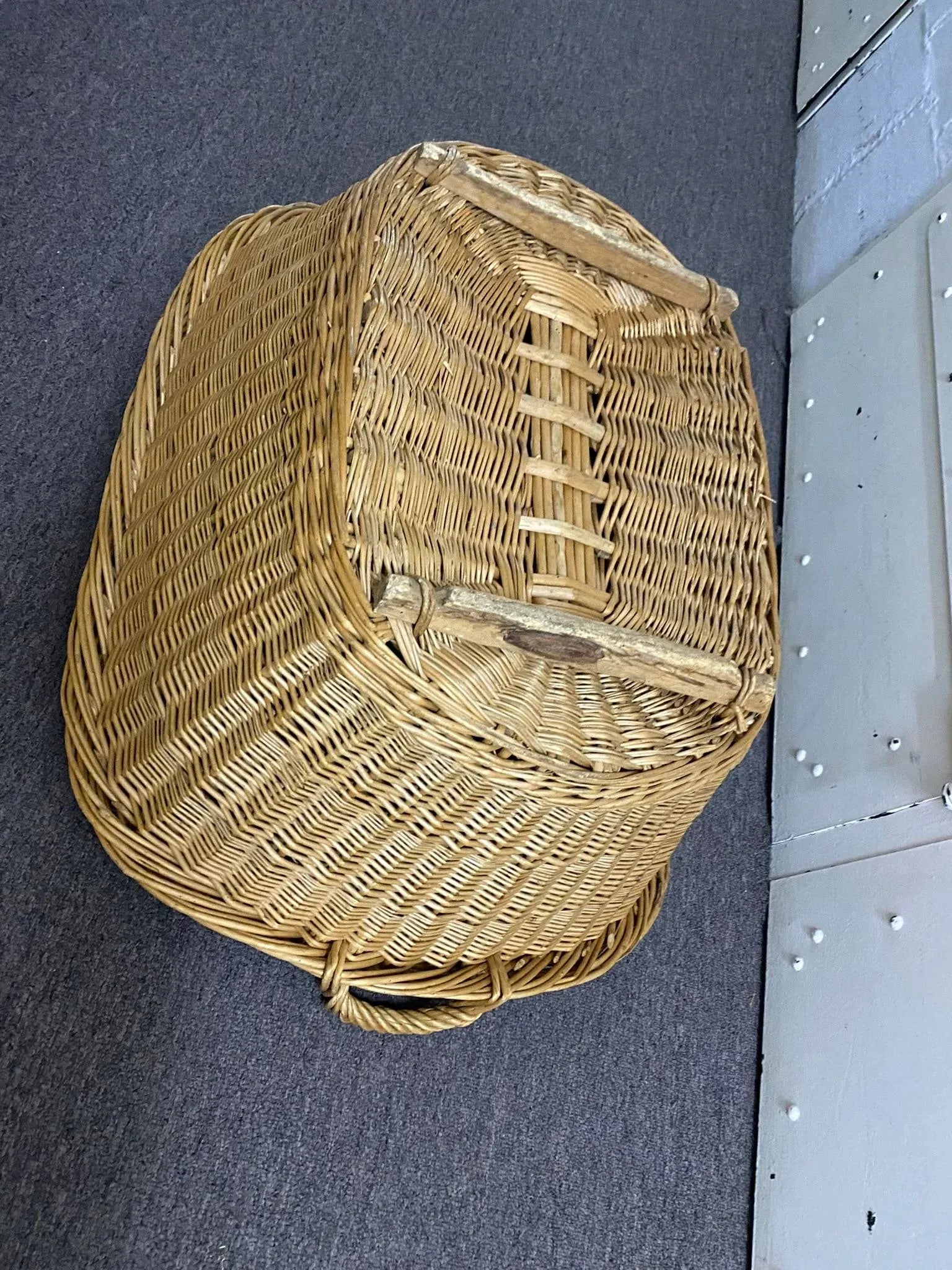 Antique French Large Handmade Basket - 2