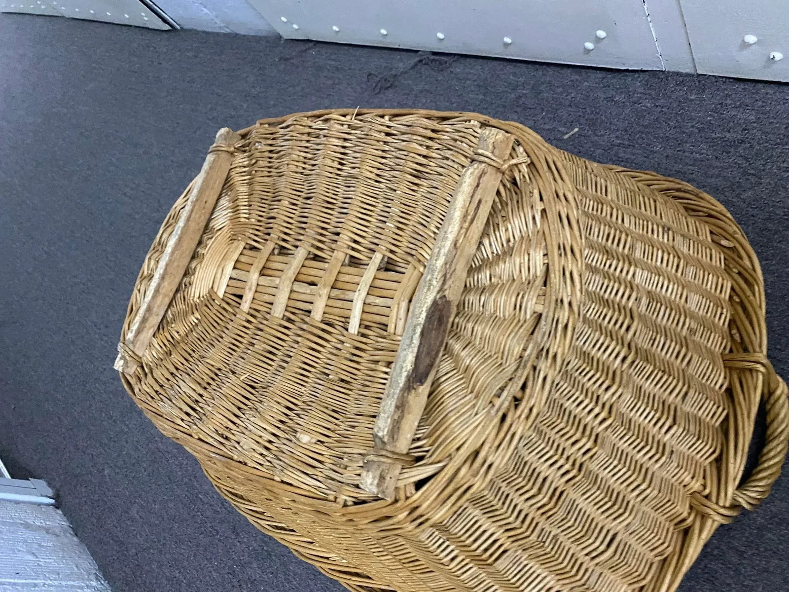 Antique French Large Handmade Basket - 6