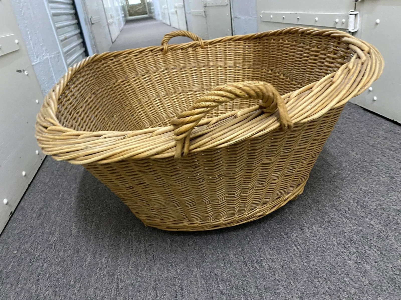Antique French Large Handmade Basket - 7