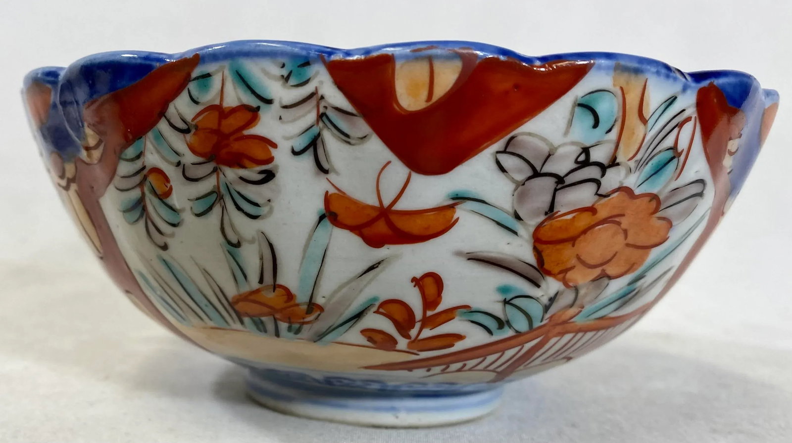 Antique Imari Bowl Hand Painted With Floral Arrangements and Butterflies - Circa 1900 - 2