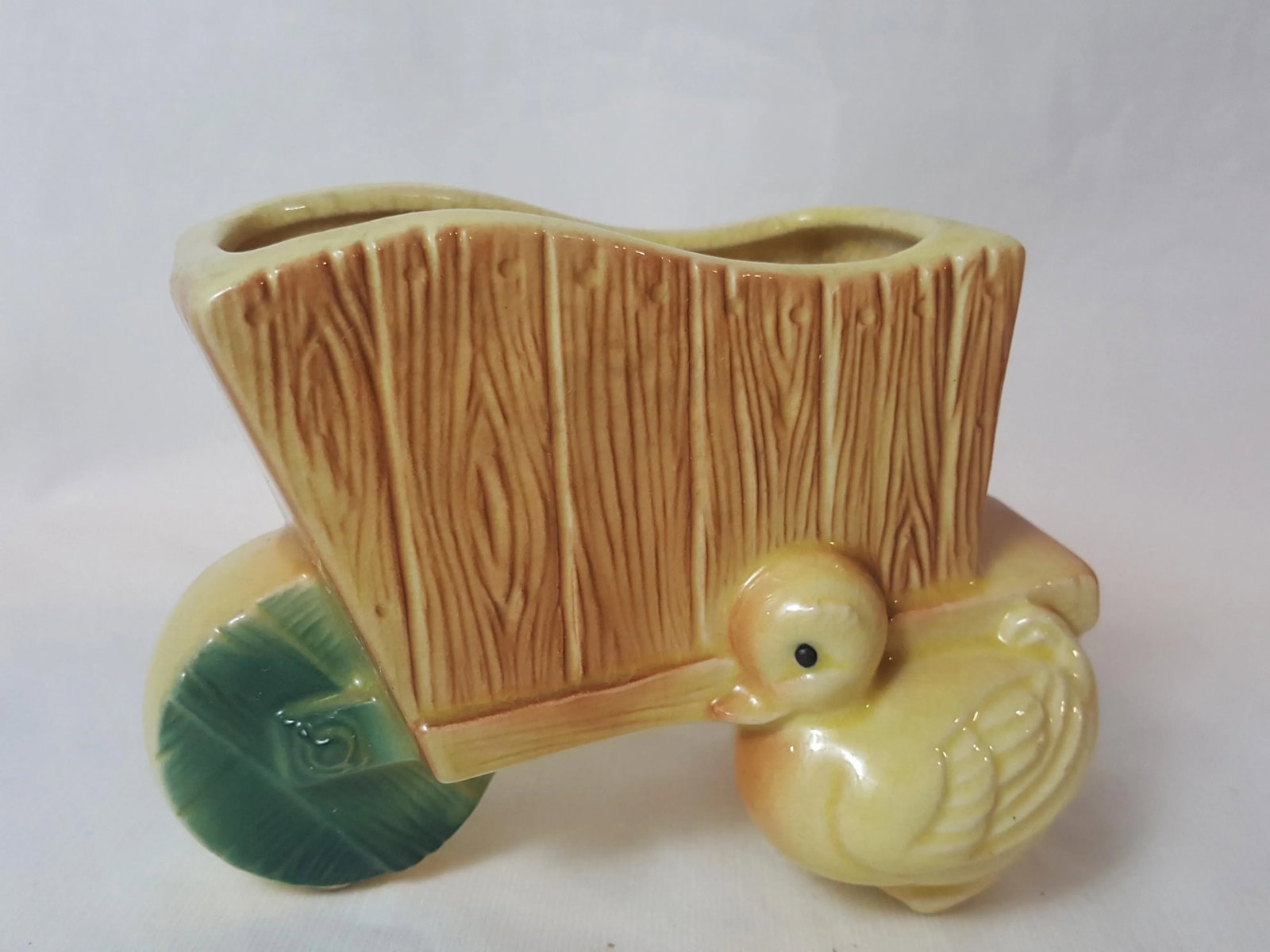 Royal Copley Yellow Duckie and Wheelbarrow Planter - 2