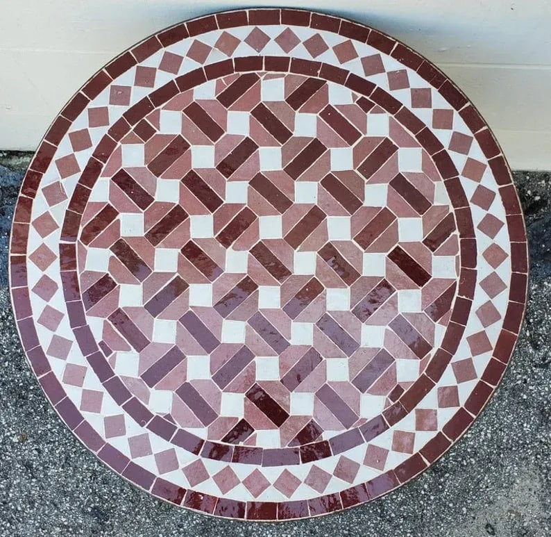 24" Tri Color Moroccan Mosaic Table - 3