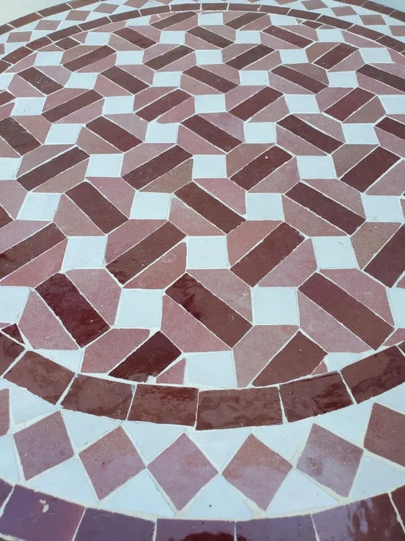 24" Tri Color Moroccan Mosaic Table - 5