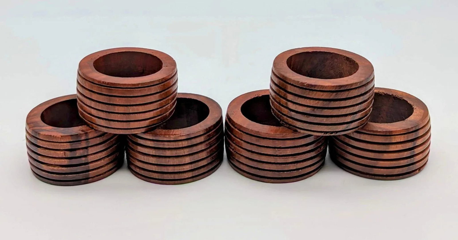 1980s Carved Mango Wood Napkin Holders, Set of 6 - 10
