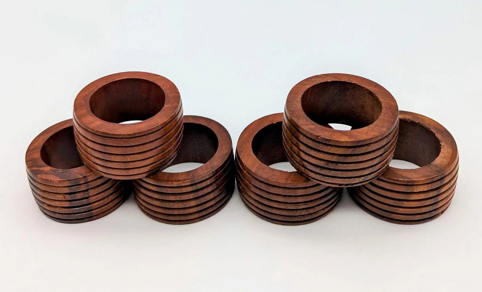 1980s Carved Mango Wood Napkin Holders, Set of 6 - 4