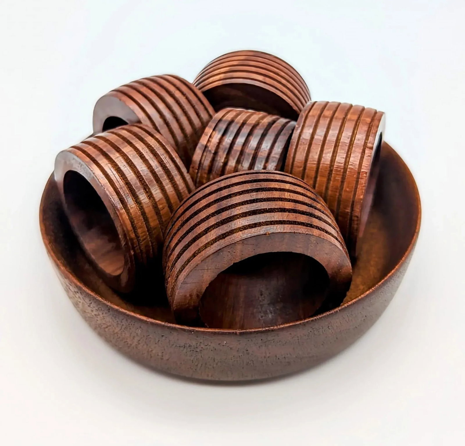 1980s Carved Mango Wood Napkin Holders, Set of 6 - 6