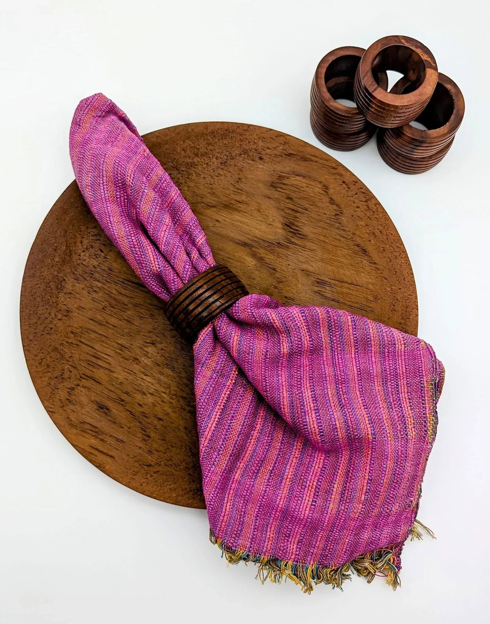 1980s Carved Mango Wood Napkin Holders, Set of 6 - 7