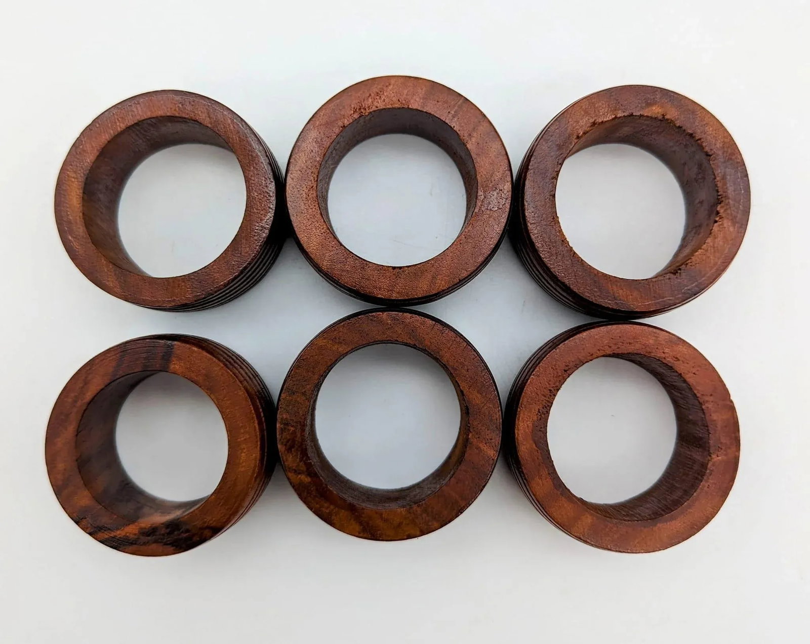 1980s Carved Mango Wood Napkin Holders, Set of 6 - 8