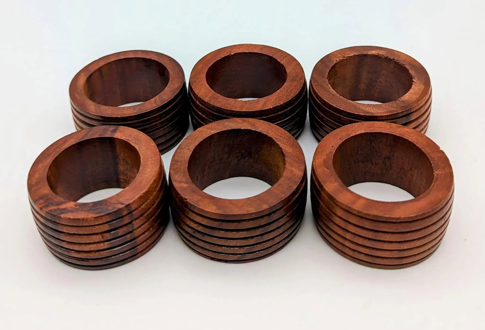 1980s Carved Mango Wood Napkin Holders, Set of 6 - 9