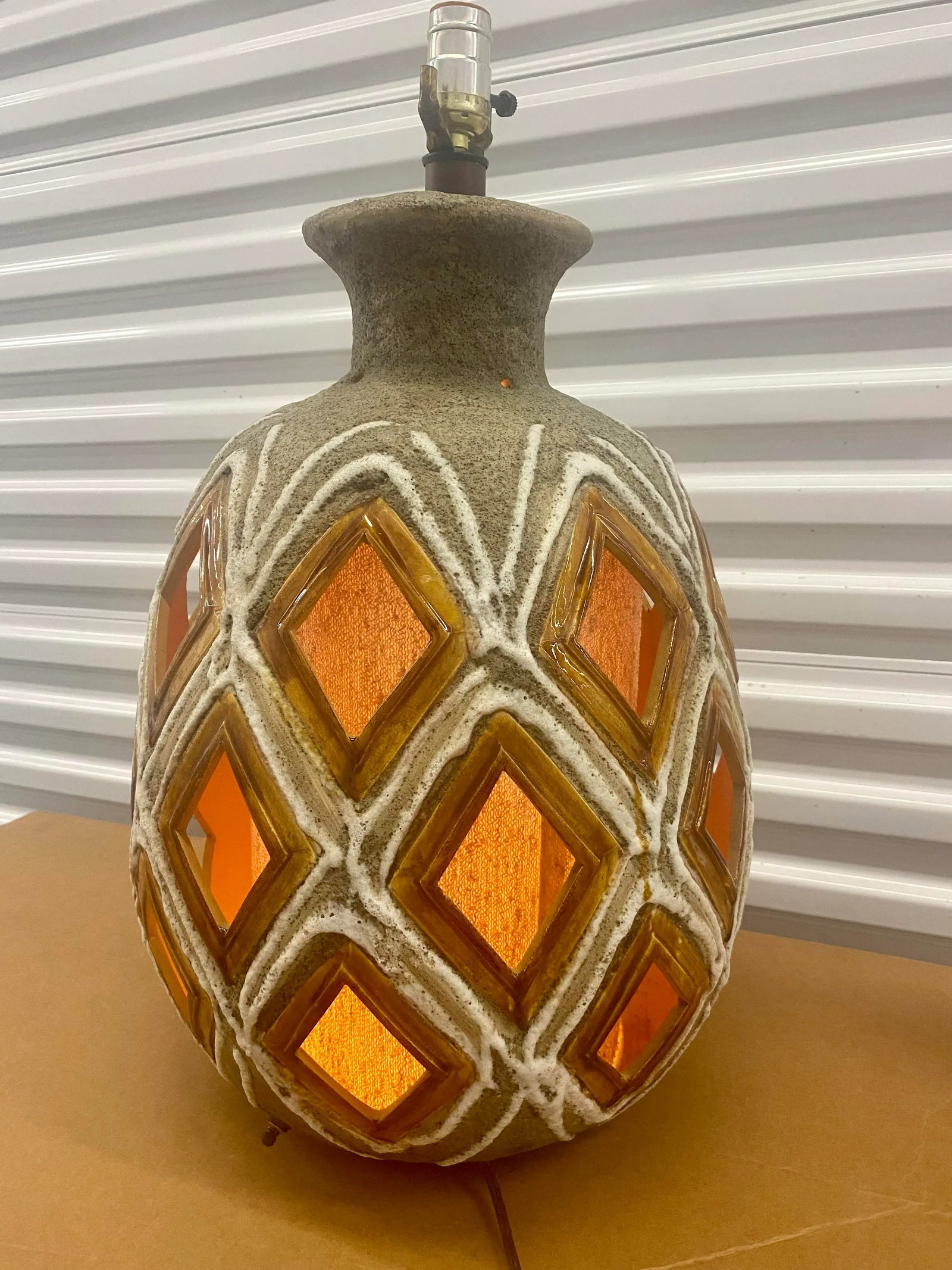 70s Large Brutalist Ceramic Table Lamps a Pair - 10