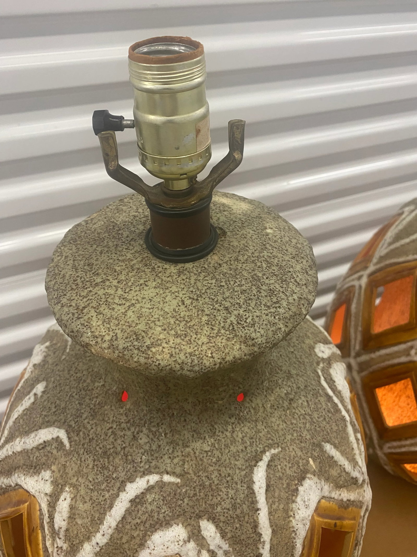 70s Large Brutalist Ceramic Table Lamps a Pair - 6