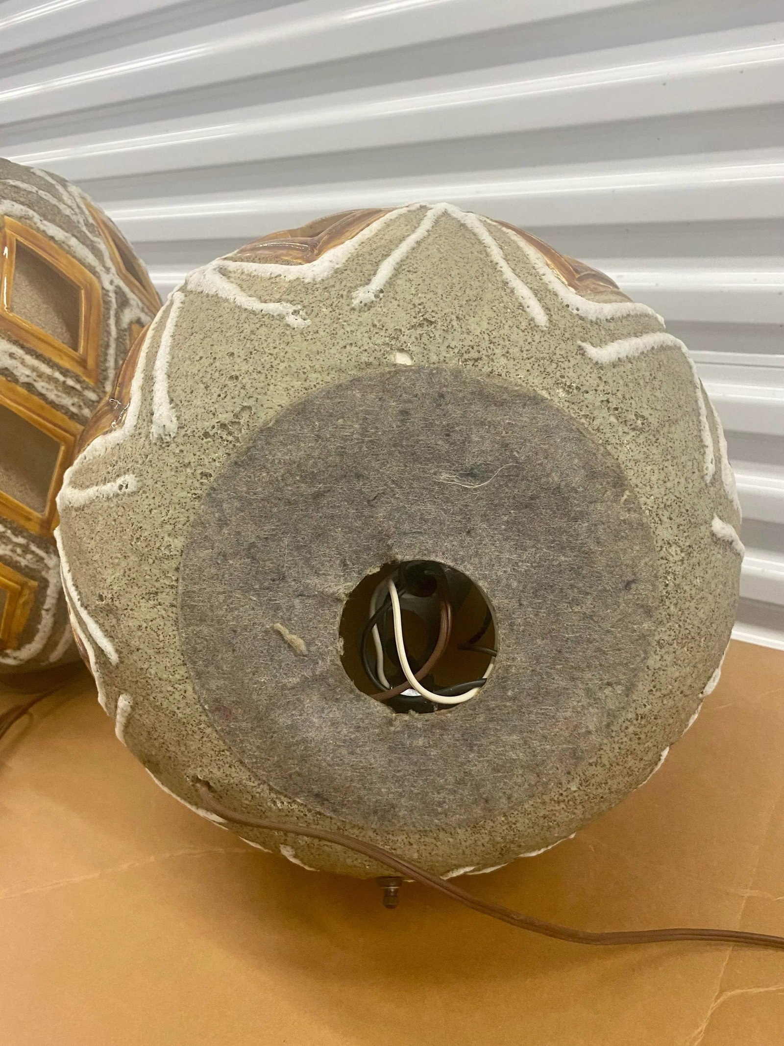 70s Large Brutalist Ceramic Table Lamps a Pair - 7