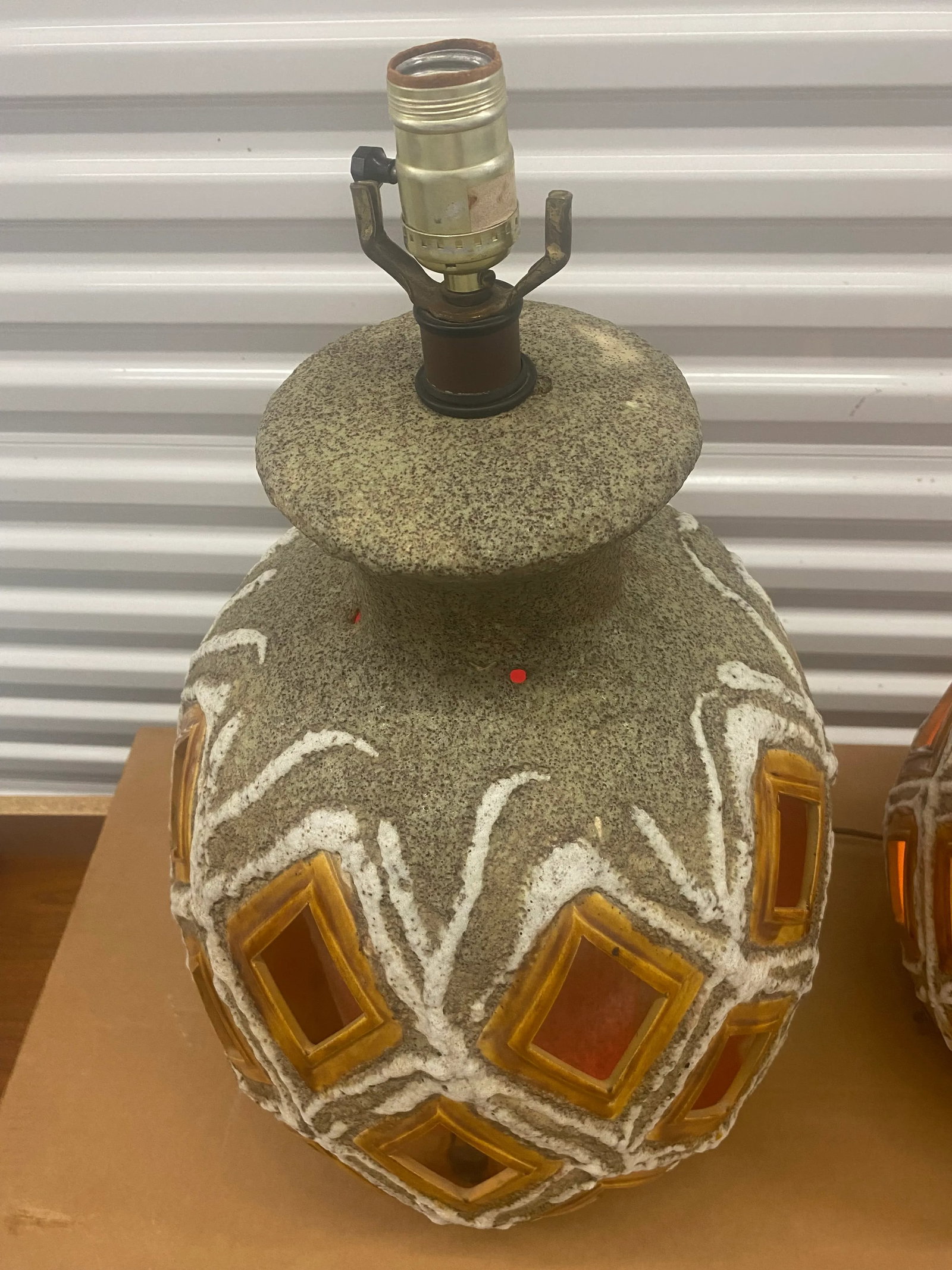 70s Large Brutalist Ceramic Table Lamps a Pair - 8