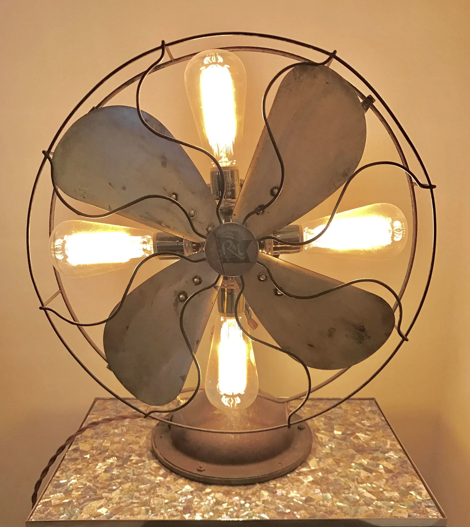 Repurposed Antique Fan Table Lamp - 2