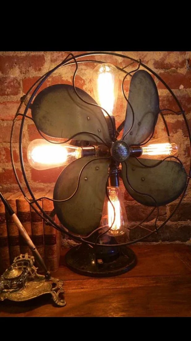 Repurposed Antique Fan Table Lamp - 3