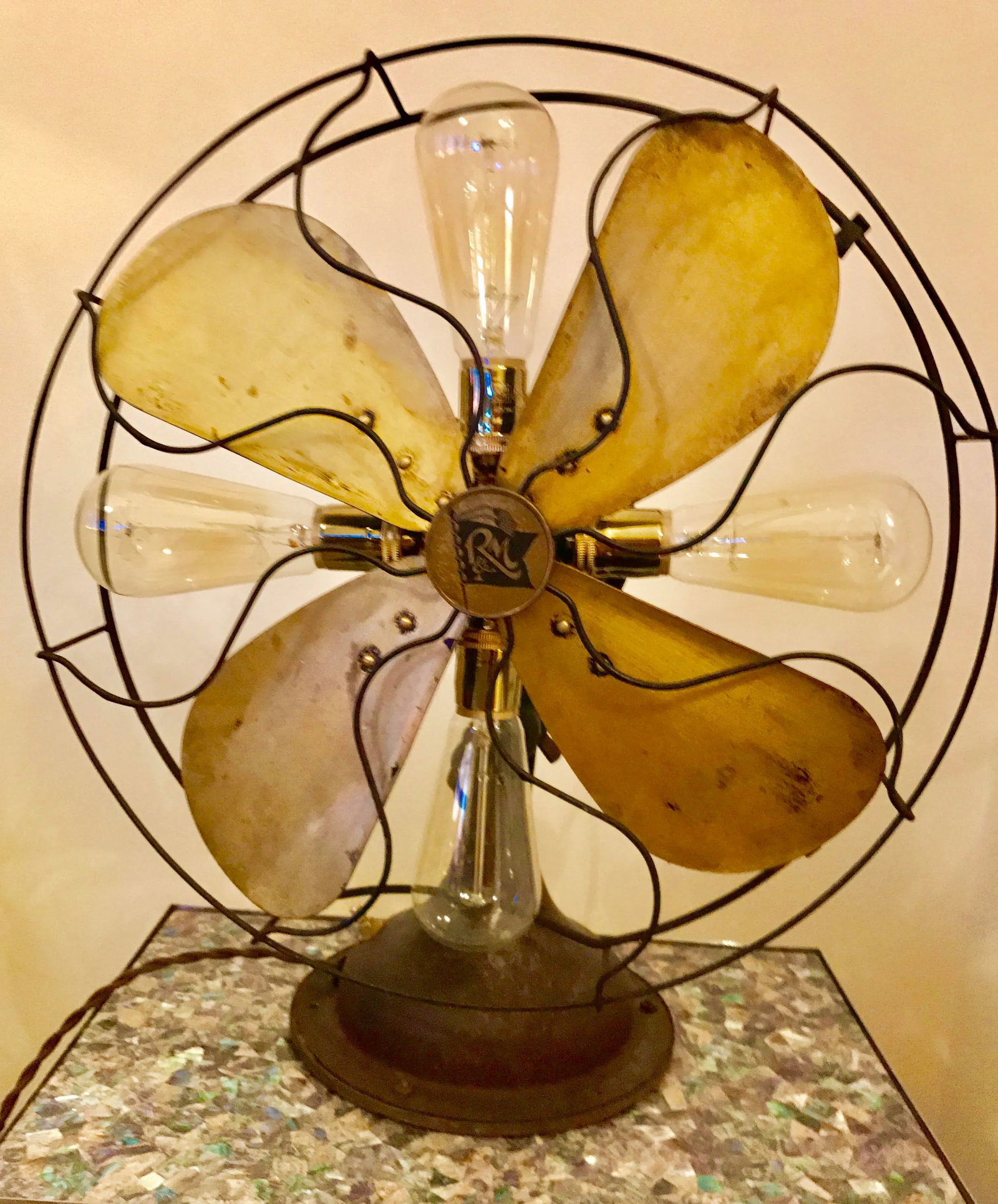 Repurposed Antique Fan Table Lamp - 4