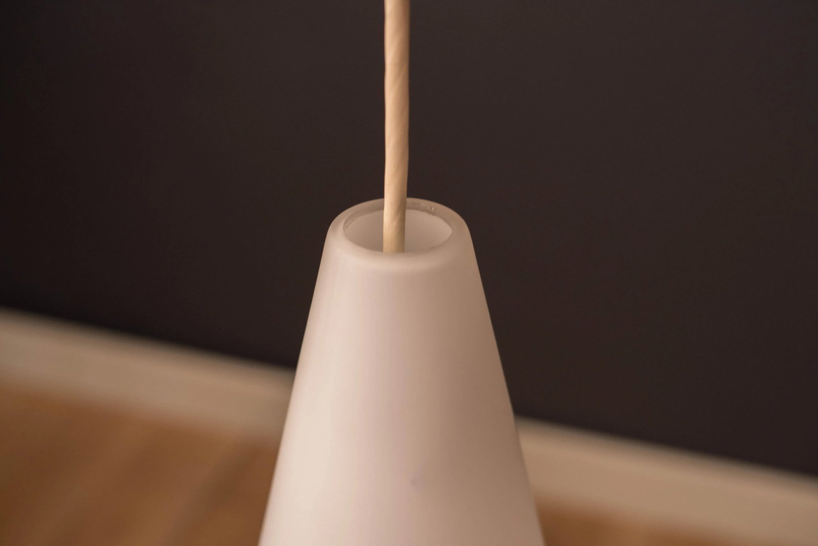 Mid-Century Modern Frosted White Glass Hanging Pendant Light by Lightolier - 4
